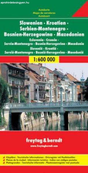 Szlovénia - Horvátország - Szerbia - Bosznia-Hercegovina - Montenegró -
Macedónia autótérkép - f&b AK 7001