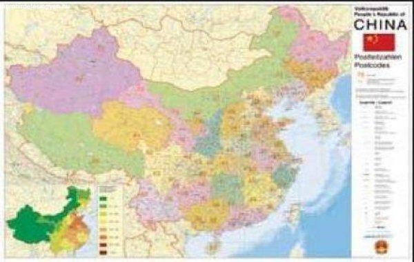 Kína postai irányítószámai falitérkép - Stiefel