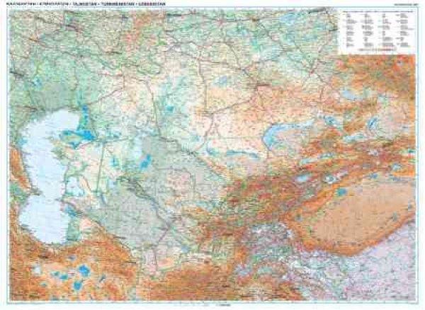 Kazahsztán domborzati falitérkép - GiziMap