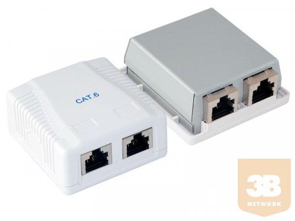 2 portos Cat6 FTP falon kívüli aljzat