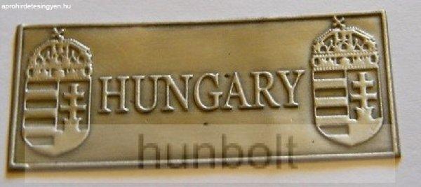 Téglalap Hungary címer ón matrica, 8 x 3,2 cm
