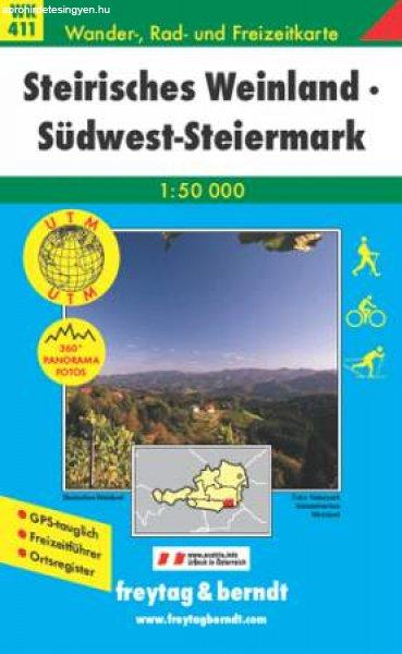 Steirisches Weinland-Südwest-Steiermark turistatérkép - f&b WK 411