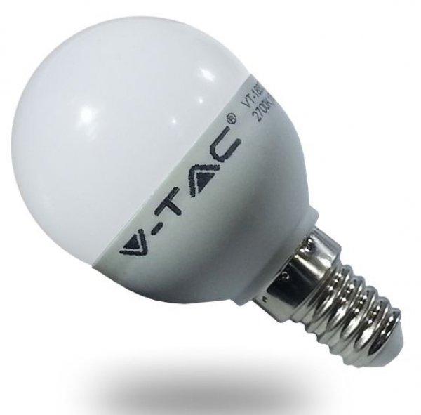 E14 6W LED kisgömb izzó, égő meleg fehér 
