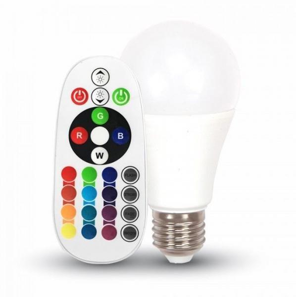 6W E27 LED izzó távirányítóval RGB+hideg fehér színben