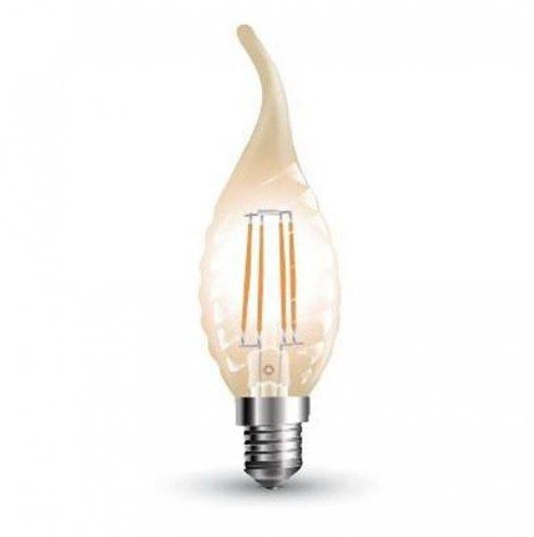 4W E14 LED filament szélfújta gyertya égő meleg fehér borostyán