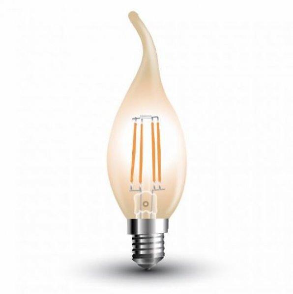 4W E14 LED filament szélfújta gyertya égő meleg fehér borostyán