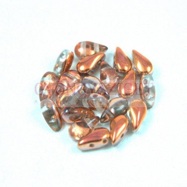 DropDuo - cseh préselt kétlyukú gyöngy - Crystal Rainbow Metallic Peach -
3x6mm