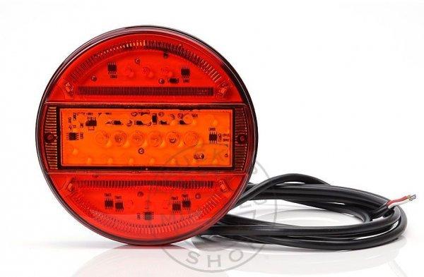 LED hátsó lámpa kör piros búrával 3 funkciós