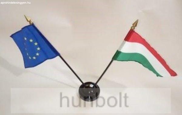 Nemzeti és Európa zászlók asztali tartóval