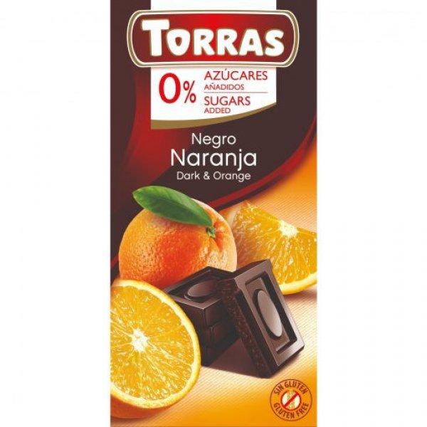 TORRAS HOZZÁADOTT CUKOR NÉLKÜL ÉTCSOKOLÁDÉ NARANCSOS 75G