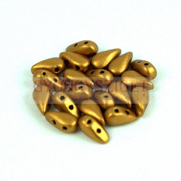 DropDuo - cseh préselt kétlyukú gyöngy - Brass Gold - 3x6mm
