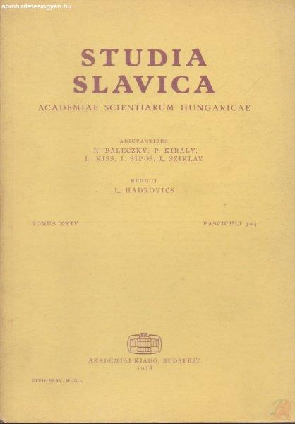 STUDIA SLAVICA Tomus XXIV, Fasciculi 3-4.