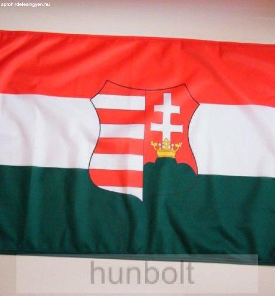 Kossuth címeres piros-fehér-zöld zászló 90x150cm bal oldalon ringlivel