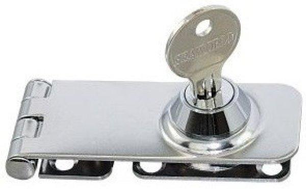 Zár pántos kulccsal inox 80 x 30 mm LIN