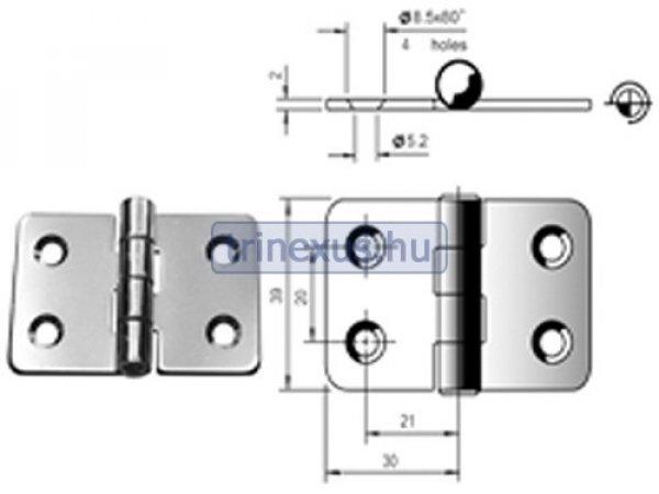 Zsanér inox 60 x 39 mm EVA