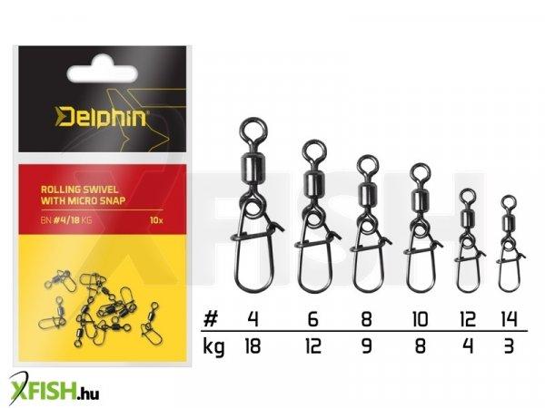 Delphin Rolling Forgó Gyorskapocs Swivel With Micro Snap #4/18Kg 10Db