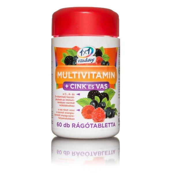 1x1 Vitaday Multivitamin + cink és vas rágótabletta (60 db)