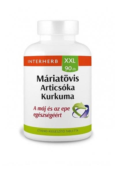 Interherb XXL Máriatövis-articsóka+kurkuma tabletta (90 db)