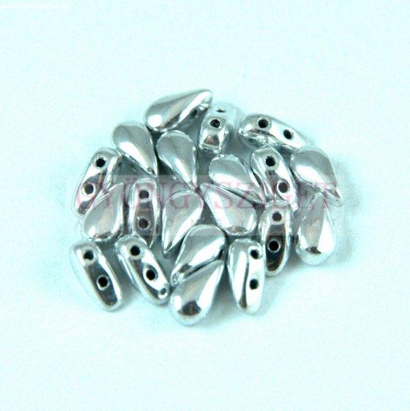 DropDuo - cseh préselt kétlyukú gyöngy - Silver - 3x6mm