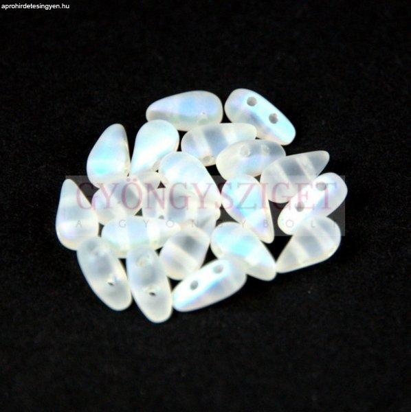 DropDuo - cseh préselt kétlyukú gyöngy - Crystal Matte AB - 3x6mm