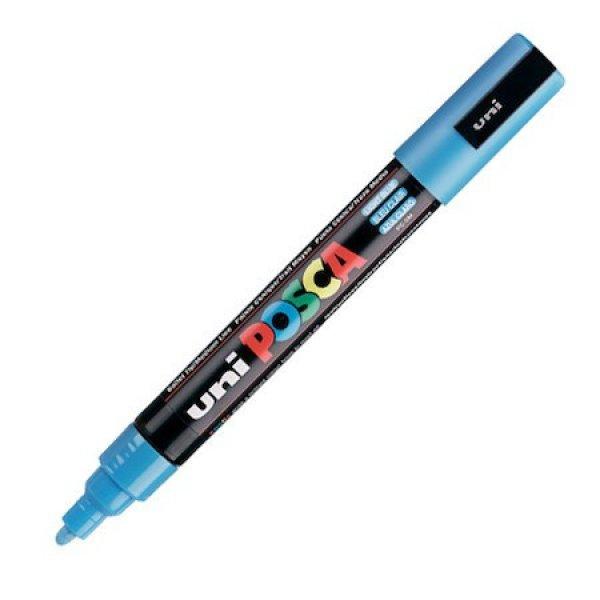 Dekormarker Uni Posca PC-5M 1.8-2.5 mm, kúpos, világos kék