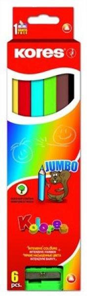 Színes ceruza készlet, háromszögletű, vastag, Kores Jumbo, 6 különböző
szín, 6 db/készlet (IK93506)