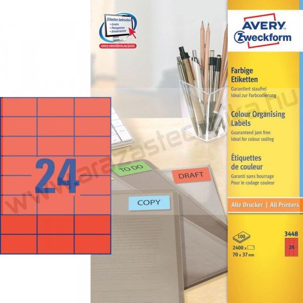 3448 Avery univerzális címke - piros 70x37mm