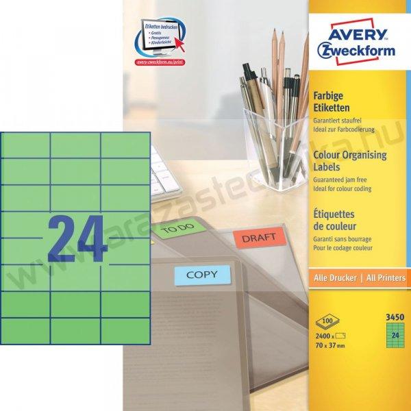 3450 Avery univerzális címke - zöld 70x37mm