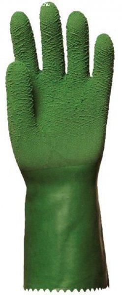 MV mártott zöld latex kesztyű 32cm, 3815 /10-es