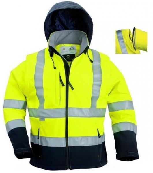 MV HI-VIZ SOFTSHELL 2/1 fluo dzseki sárga/sötétkék (méretek
S-XXXL)70629-70634