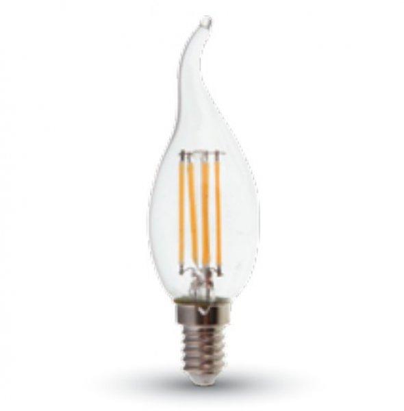LED gyertya égő Filament 4W E14 KözépFehér/4000 K, 420-450 lumen
átlátszó búra,hegyes 1 év garancia