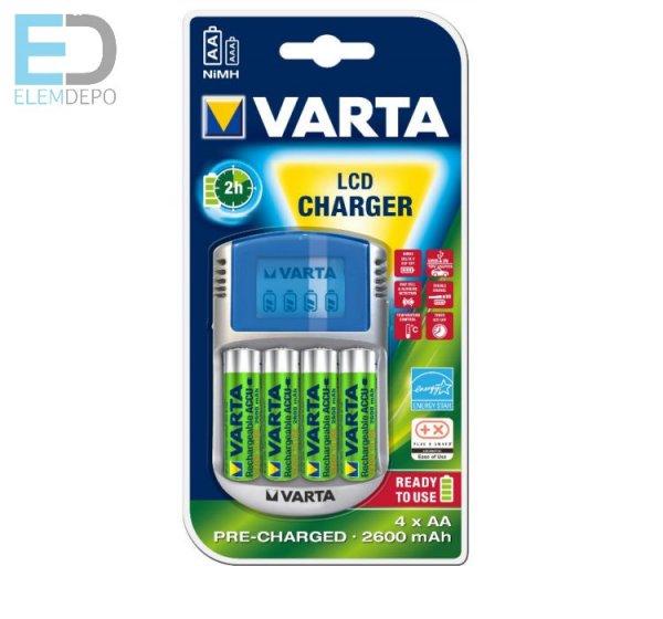 Varta 57070 LCD Charger + 4 AA 2.600mAh LCD akkutöltő 2 órás töltés