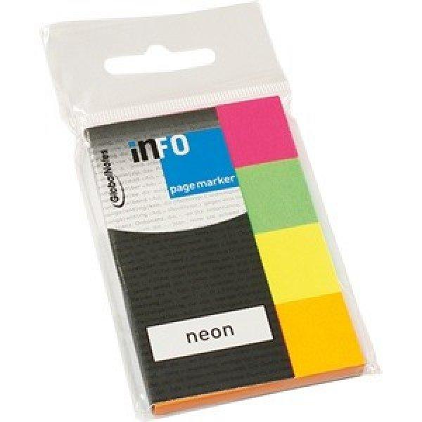 Oldaljelölő papír Info Notes 20x50mm 4x50 lapos neon vegyes színek (5670-89)
