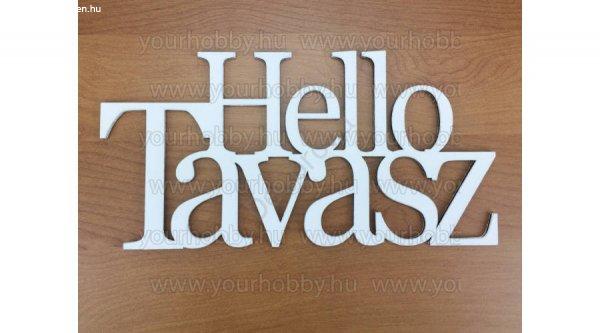 Fa "Hello Tavasz" felirat koszorúra fehér 10x20 cm