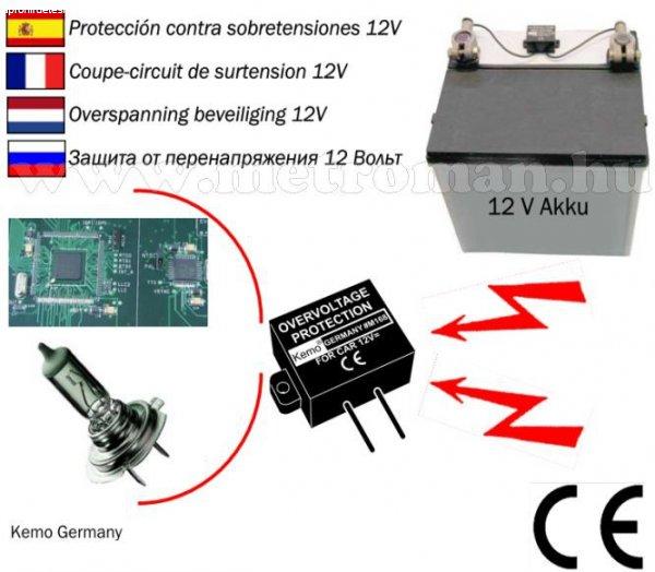 Autós túlfeszültség és izzókiégés gátló elektronika, Kemo M168