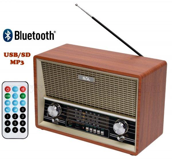 Asztali retro rádió és USB/SD MP3 Bluetooth Multimédia Zenelejátszó RRT 4B