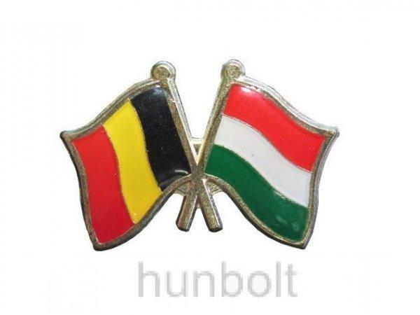 Kitűző, páros zászló Belga-Magyar jelvény 26x15 mm