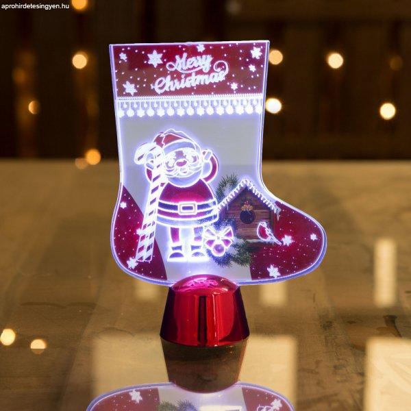 Karácsonyi asztali LED dekor - fényes talppal - csizma - 15 cm 55997A