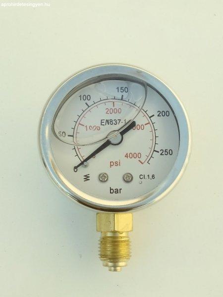 Nyomásmérő óra , alsó kivezetésű, d50, 250 bar
