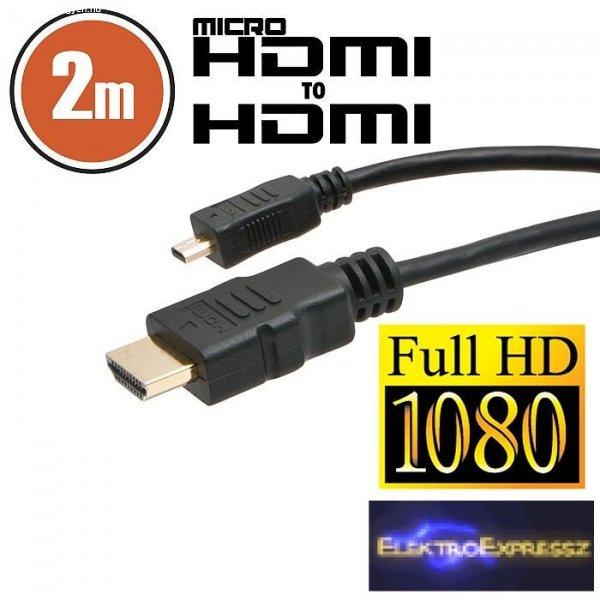Micro HDMI kábel • 2 m aranyozott csatlakozóval 