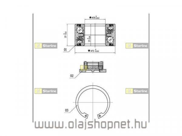 Első kerékcsapágy (nem ABS-el szerelt járművekhez)Ford Fiesta 1.3 2001-től