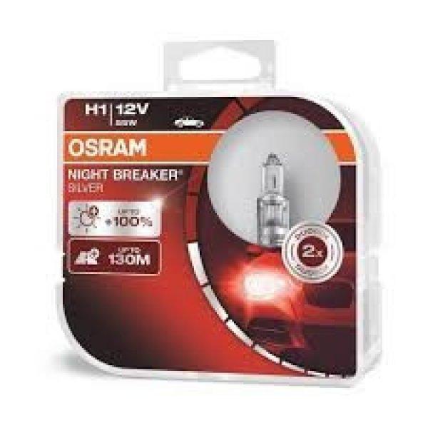 OSRAM NIGHT BREAKER SILVER H1 12V 55W +100% 64150NBS 2 db-os
