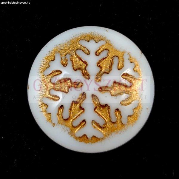 Üveg kaboson - Hópihe - Alabaster Gold - 21mm