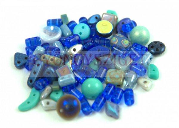 Cseh többlyukú gyöngy mix - Blue - 10g