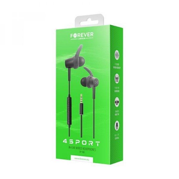 Forever SP-100 sztereó sport headset beépített mikrofonnal 3,5 mm-es jack
csatlakozóval fekete