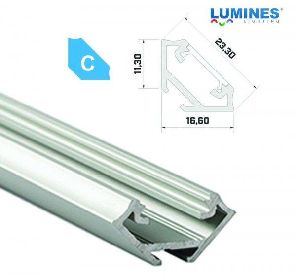 LED Alumínium Profil Sarokba rögzíthető [C] Ezüst 1 méter
