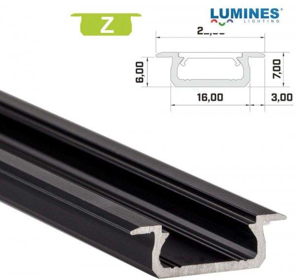 LED Alumínium Profil Beépíthető [Z] Fekete 1 méter