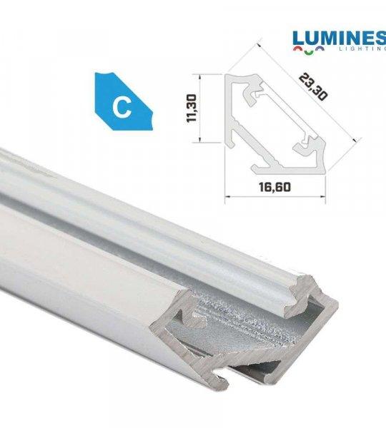 LED Alumínium Profil Sarokba rögzíthető [C] Fehér 1 méter