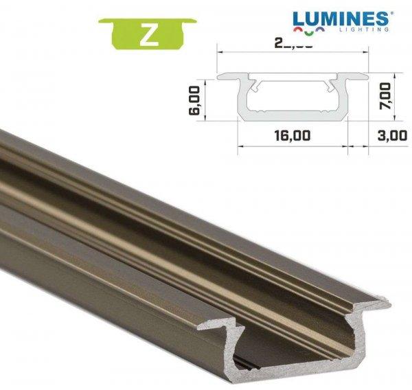 LED Alumínium Profil Beépíthető [Z] Bronz 1 méter