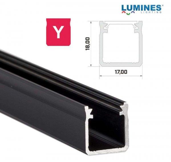 LED Alumínium Profil Magas falú [Y] Fekete 2,02 méter
